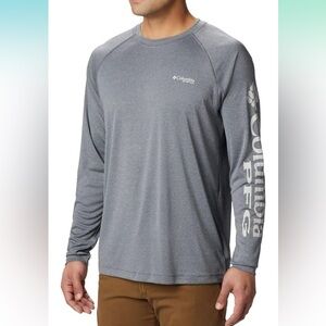 Columbia Men's PFG Terminal Tackle™ Heather Long Sleeve Shirt, Cool Grey Logo